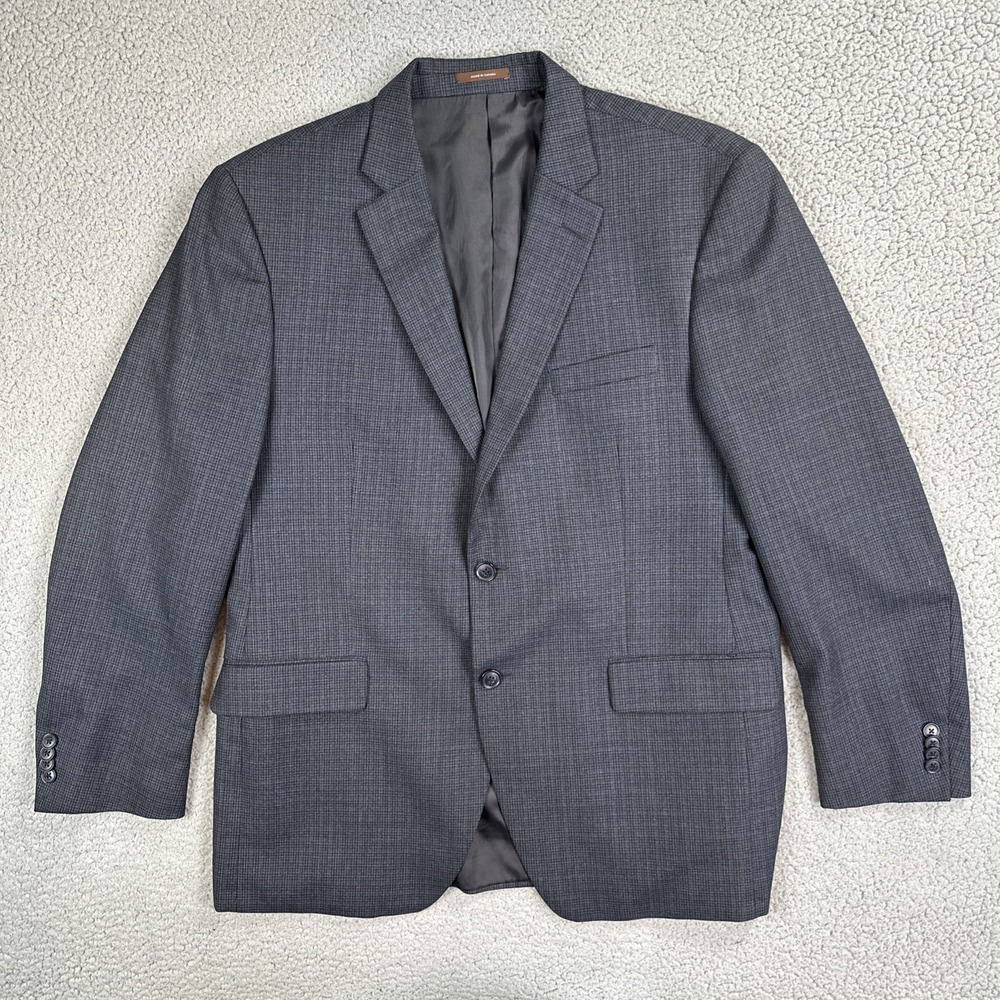 Peter Millar Blazer Men 44R Blue Check Plaid Wool 2 Button Sport Coat Jacket
